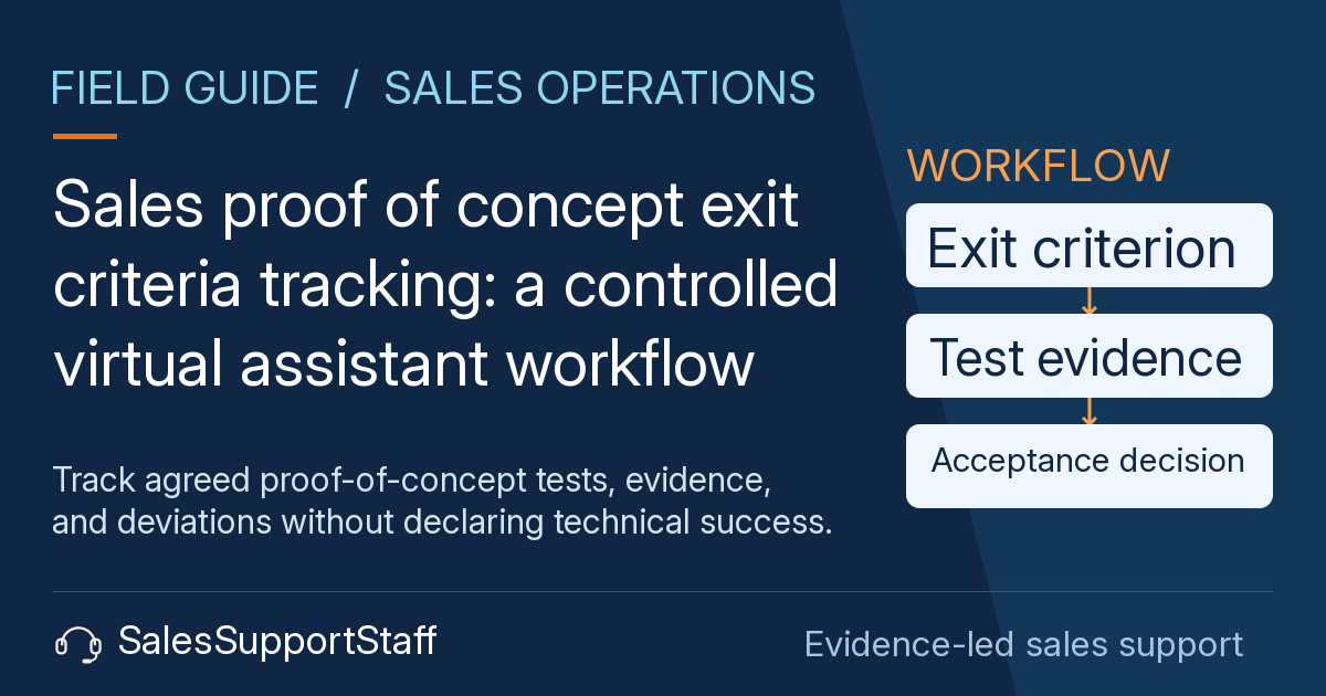 Illustration for Sales proof of concept exit criteria tracking: a controlled virtual assistant workflow