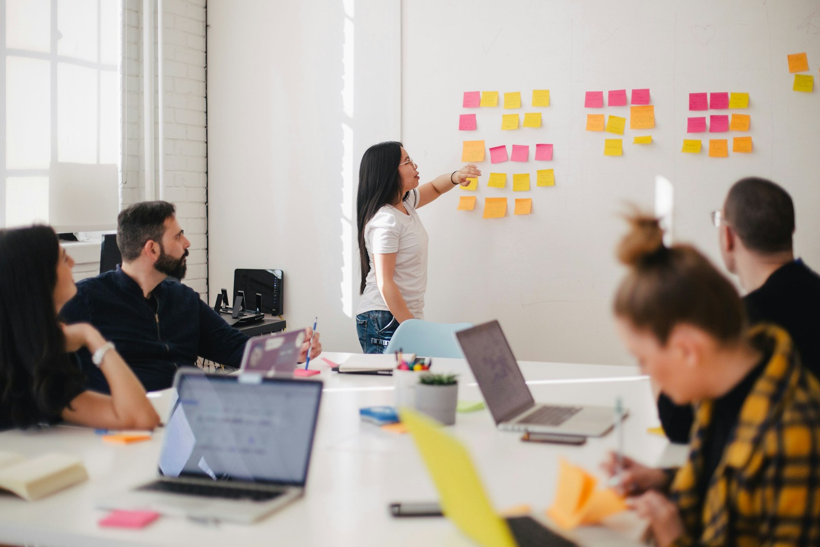 Sales team mapping account work together in a planning session