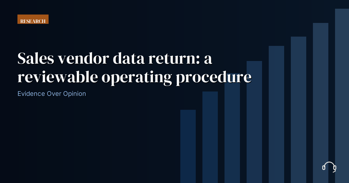 Operational review record for sales vendor access dependency analysis